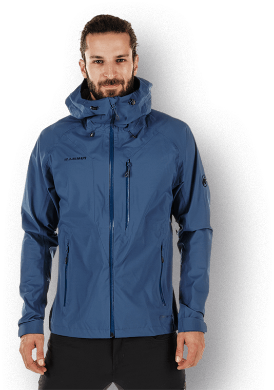 Mann in blauer Jacke